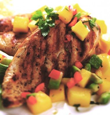 Chicken and peaches